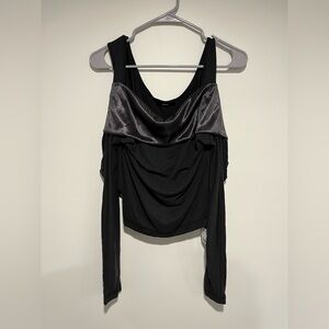 Diesel Black and Silver Draped Long Sleeve Top